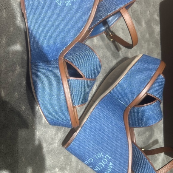 Louis Vuitton Denim and Leather Wedges sz 40 eu US 10 - Picture 6 of 9